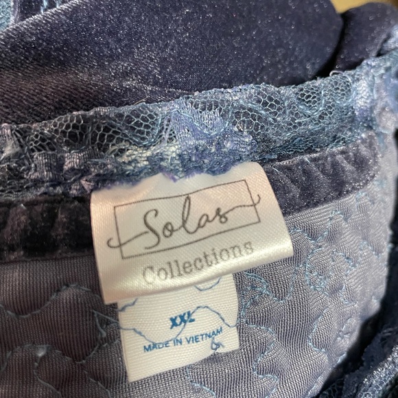 Dusty blue velvet and lace dress tunic. Handmade. - Picture 4 of 4